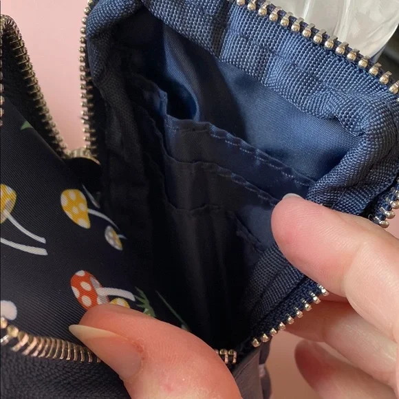 Mushroom Print Navy Crossbody Bag - Picture 3 of 6